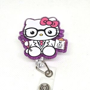 Hello Kitty Optometrist- Vision Crew Glitter Retractable Badge Reel Mix Or Match
